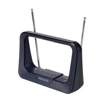 Phil Antena interior DVB-T/T2 con cable coaxial de 1,8 m, 75 ohmios, filtro 3G/4G, negro
