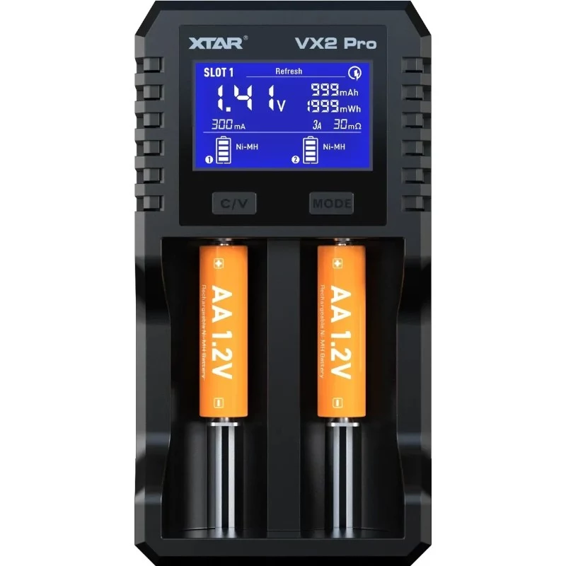 Cargador de baterías XTAR VX2 PRO SET, 3,7V/1,5V/1,2V