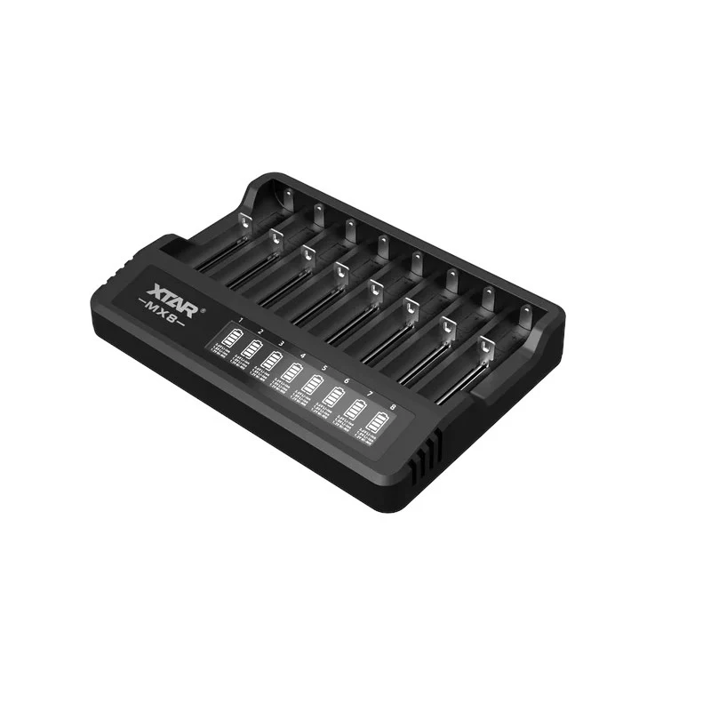 XTAR MX8 USB-C Cargador de baterías Li-ion/Ni-MH, 3,7V/1,5V/1,2V