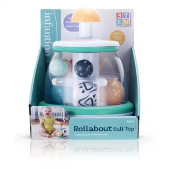 B-KIDS Rollabout Ball Top Infantino – peonza de juguete en color menta con bolas sonoras para bebés a partir de 6 meses