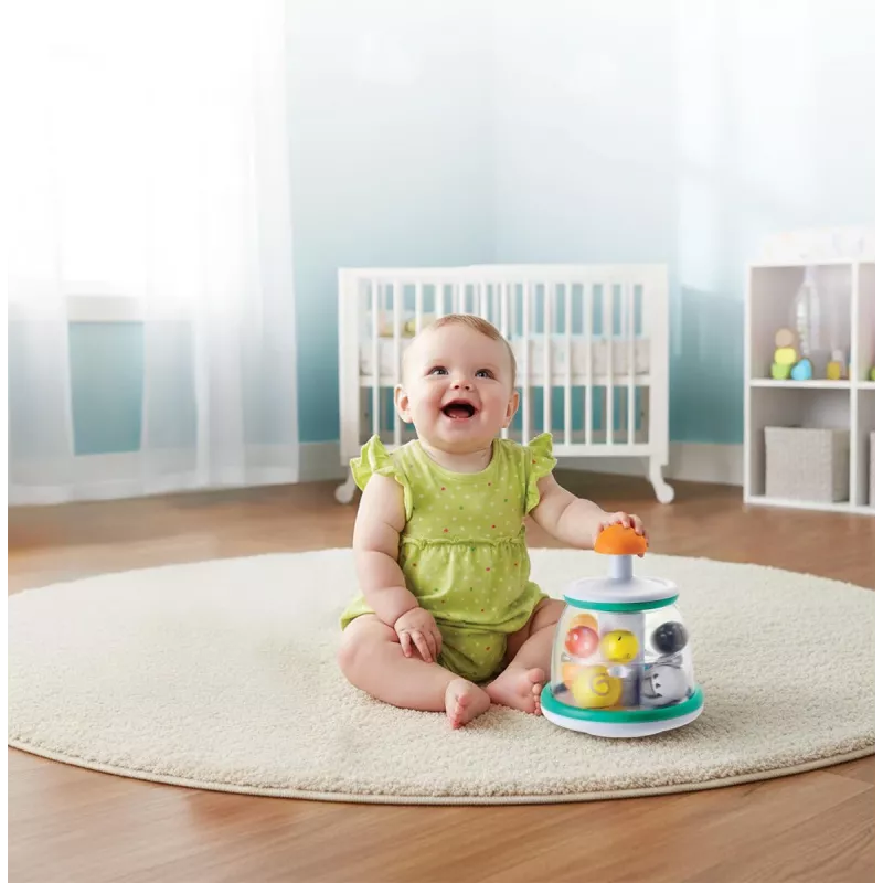 B-KIDS Rollabout Ball Top Infantino – peonza de juguete en color menta con bolas sonoras para bebés a partir de 6 meses