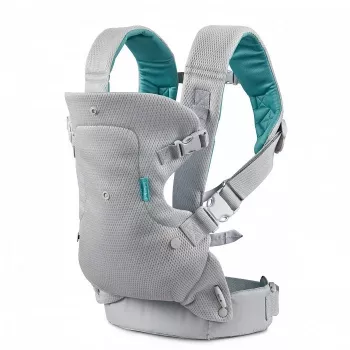 Portabebés convertible 4 en 1 B-KIDS Infantino, gris, 3,6–14,5 kg, certificado JPMA, con babero Wonder Cover™ extraíble