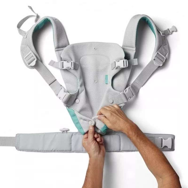 Portabebés convertible 4 en 1 B-KIDS Infantino, gris, 3,6–14,5 kg, certificado JPMA, con babero Wonder Cover™ extraíble