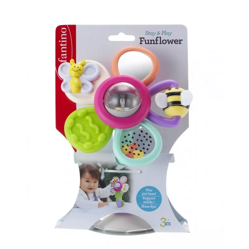 B-KIDS Infantino Flor giratoria con ventosa – Juguete sensorial multicolor para bebés a partir de 6 meses