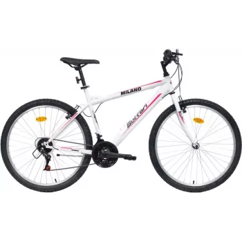 BIKE CITY MILANO 26 bicicleta de ciudad de mujer blanca/rosa 6 velocidades Shimano
