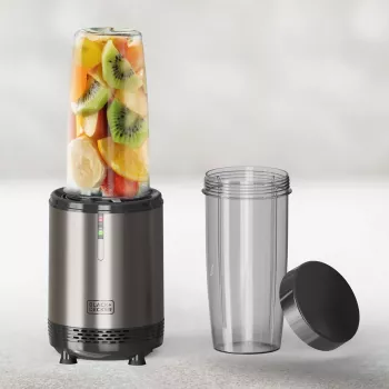Batidora personal BLACK+DECKER ES9120160B 1000W con 2 botellas Tritan de 600ml y tapas de viaje