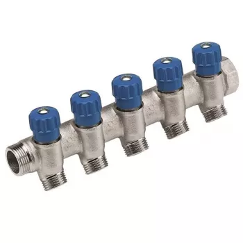 Caleffi Serie 5R Válvula mezcladora termostática 3/4 pulgadas NPT entrada x 1/2 pulgadas NPT salida, latón sin plomo, ASSE 1017
