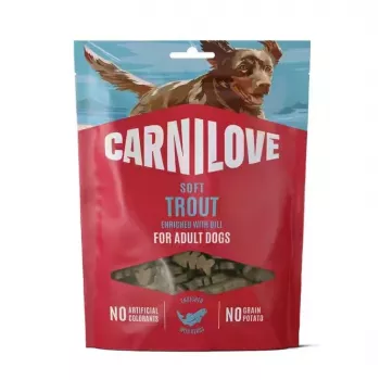 CARNILOVE Snack para perros blando con trucha y eneldo 200 g – Premios de entrenamiento sin cereales para todas las razas