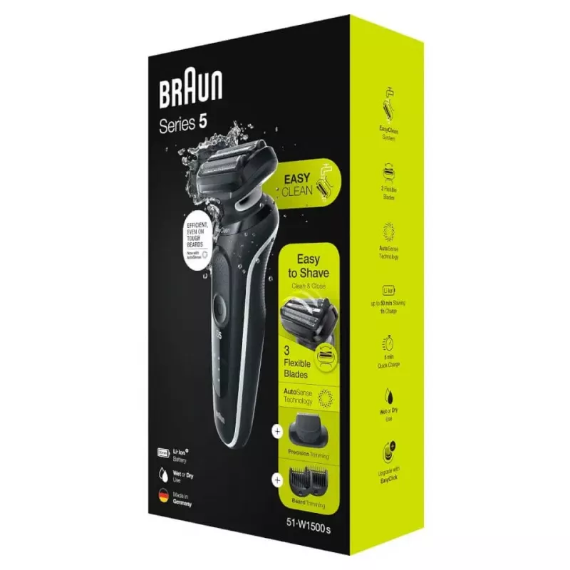 BRAUN maquinilla de afeitar Series 5 51-W1500s afeitadora en húmedo y en seco negra