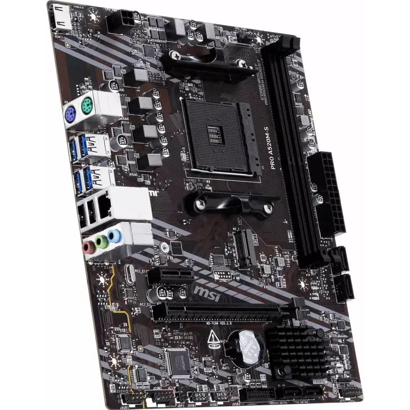 MSI A520M-S AMD A520 AM4 Placa base Micro-ATX - DDR4, HDMI, DVI, VGA, Gigabit-LAN