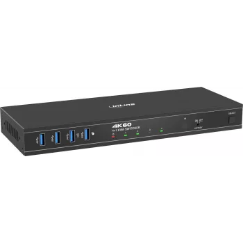 Conmutador KVM InLine®, 4x1, DP 4K/60Hz, hub USB 3.2 (57885J)