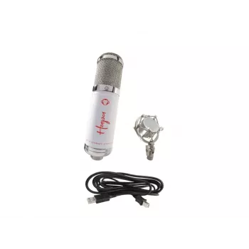 Monkey Banana Hapa WH micrófono de condensador USB con soporte de mesa y antipop, blanco