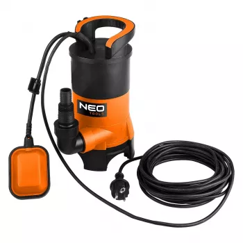 NEO TOOLS 04-745 bomba sumergible para aguas sucias 400W, 8000 l/h, 5 m de altura de elevación, interruptor de flotador, cable de 10 m