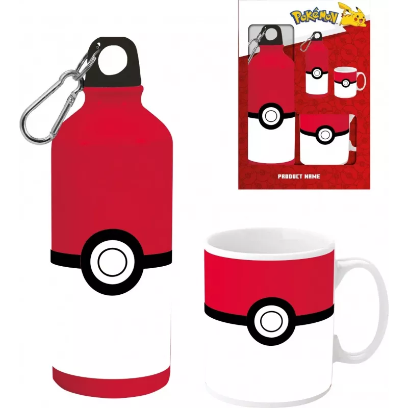 Pokemon botella de aluminio 500ml con set de vaso de cerámica