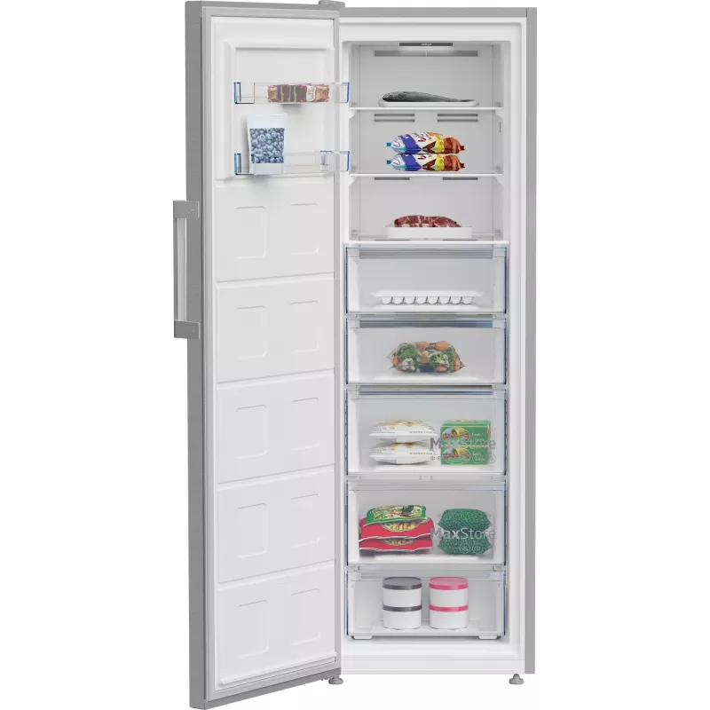 BEKO Congelador B3RMFNE314XB, clase de eficiencia energética E, 186,5 cm, 286L, color inox