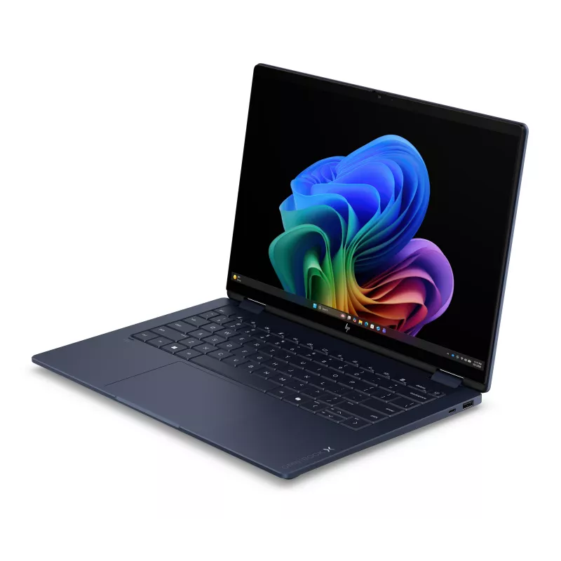 HP OmniBook X Flip x360 NG AI 14-kc0001nnx - Ryzen AI 7 450, 32GB LPDDR5X 8533 on-board, 1TB, Touch/14,0 inch 3K (2880x1800) OLED Brightview LBL, Atmospheric Blue - 5MP IR TNR, sin adaptador de CA de 65W, Win 11 Home, 1 año