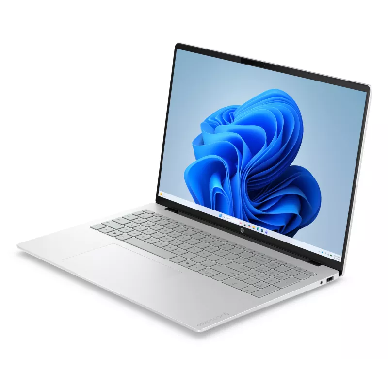 HP OmniBook 5 16-bn0006nyx - Core 5 120U, 16GB LPDDR5X 5200 on-board, 1TB PCIe Gen4 Value, 16.0 inch 3K (2880x1800) OLED, Gletschersilber - 1080p IR TNR, sin adaptador de CA de 65W, Win 11 Home, 1 año