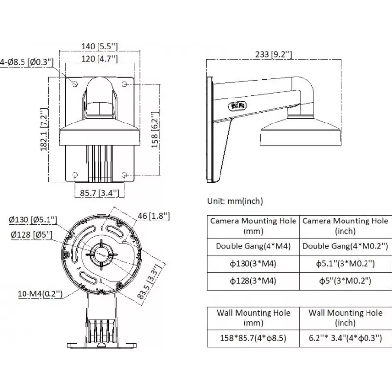Hikvision DS-2200ZJ-WA-140 soporte de pared