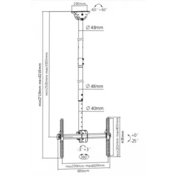 LH-GROUP Soporte de techo con tubo de 2,5-3 m