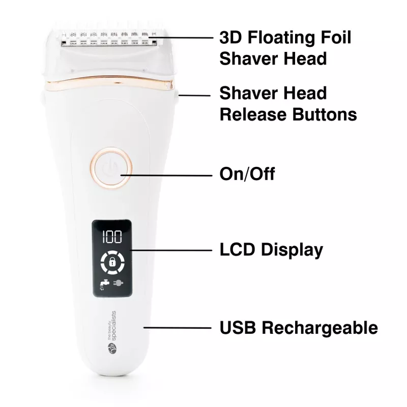 Rio SHLD-EU/1.2 Go Smooth maquinilla de afeitar eléctrica húmeda y seca para mujer, blanco