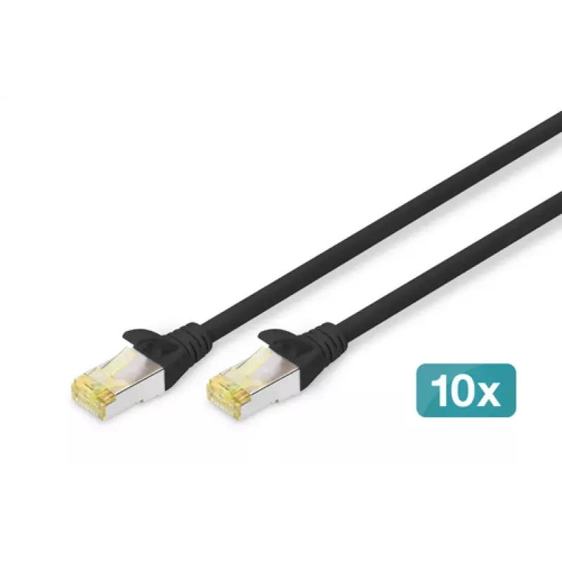 Latiguillo DIGITUS - CAT6a - S/FTP - Snagless - Cu - 0,5 m - negro - pack de 10