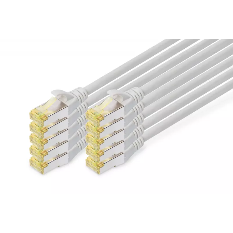 DIGITUS Cable de conexión CAT6A S/FTP, 3 m, gris, pack de 10