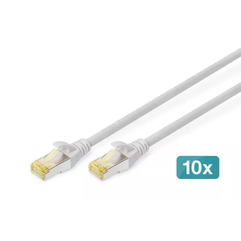 DIGITUS Cable de conexión CAT6A S/FTP, 3 m, gris, pack de 10