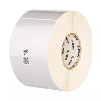 Rollo de etiquetas Zebra Z-Ultimate 3000T plata adhesivo permanente, poliéster, 70×32 mm, núcleo 25 mm, Ø rollo 127 mm, 28.440 etiquetas