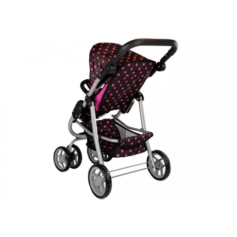 Cochecito 2 en 1 con capazo negro-rosa 7706 Lean Toys