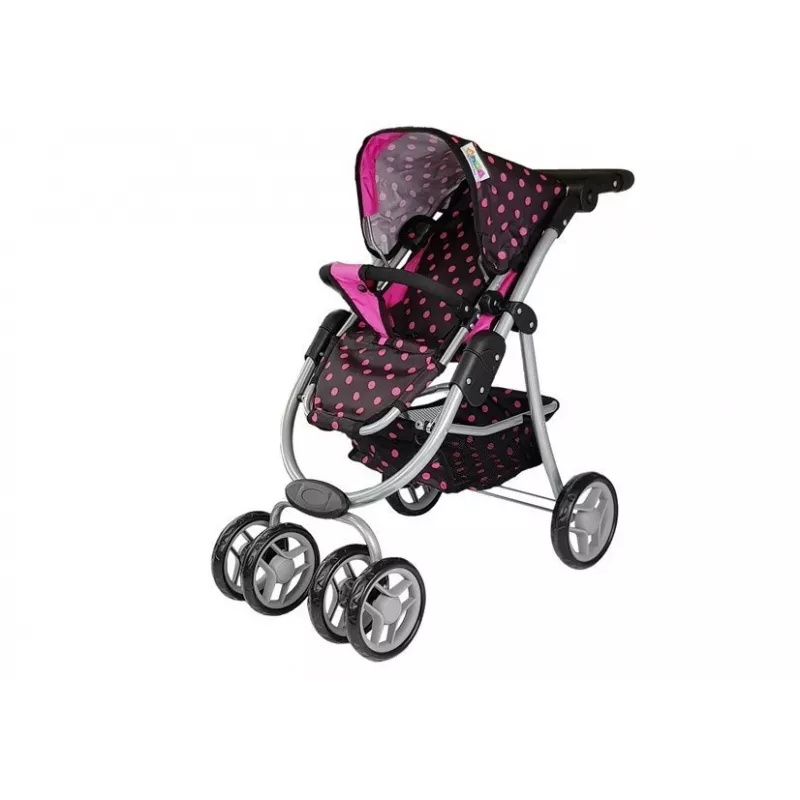 Cochecito 2 en 1 con capazo negro-rosa 7706 Lean Toys