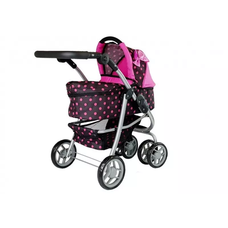 Cochecito 2 en 1 con capazo negro-rosa 7706 Lean Toys