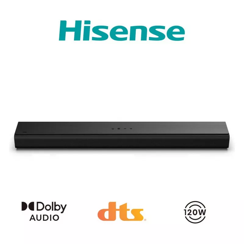 Hisense HS1000 barra de sonido 2.0 canales 60W Bluetooth HDMI ARC USB AUX óptico negro
