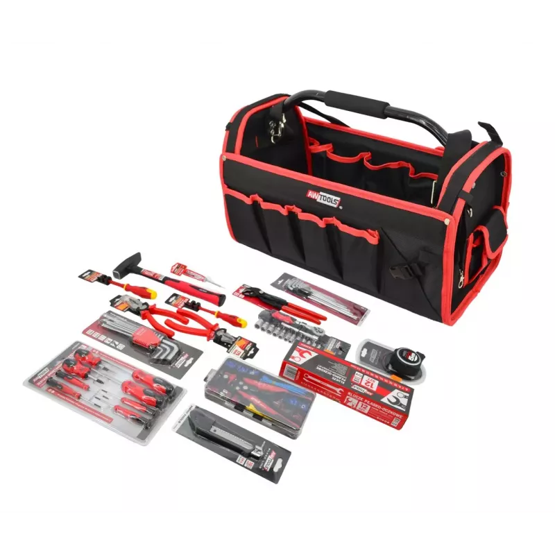 AWTOOLS MAXI Master juego de herramientas 120 piezas, juego general de herramientas manuales con herramientas de acero cromo-vanadio, maletín resistente a impactos