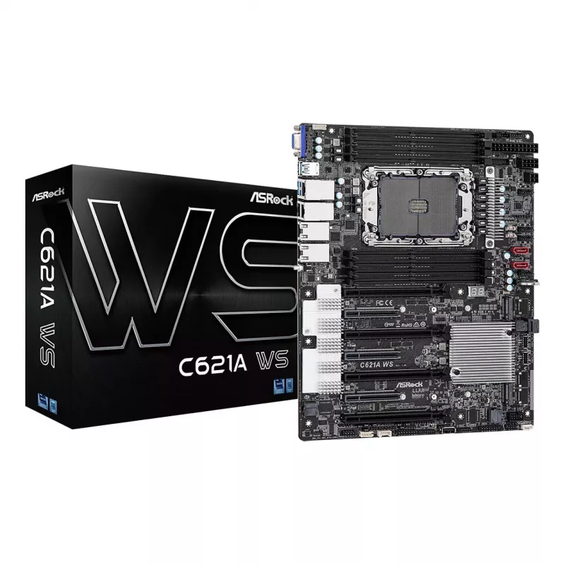 Placa base ASRock C621A WS - chipset Intel C621A - socket LGA4189 - formato CEB - 8x DDR4 DIMM - 2x 10GbE LAN - IPMI