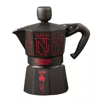 Bialetti Moka Express Sound Stranger Things Cafetera espresso para fogones 3 tazas (150 ml) Negra
