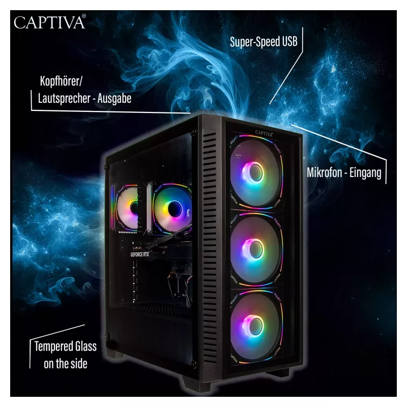 Captiva PC Highend Gaming I89-877 Intel Core Ultra 7 265KF, 32GB RAM DDR5, 2TB SSD M.2, Nvidia GeForce RTX 5070 (12GB GDDR7), Z890, Windows 11 Home