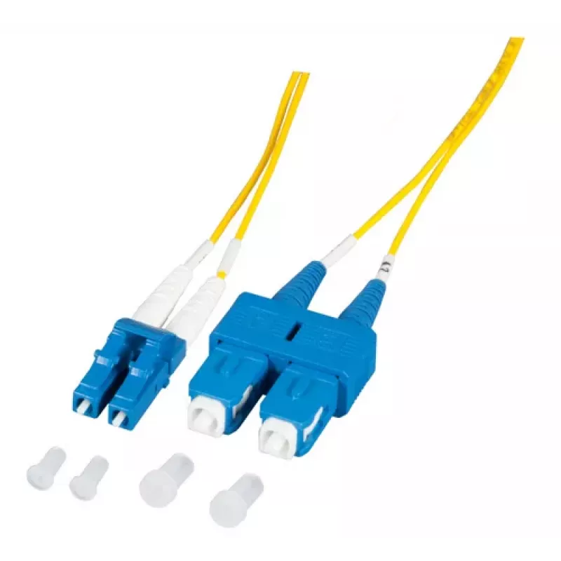 EFB Elektronik O0360.1-1.2 Cable de parcheo de fibra óptica 1 m LC dúplex a SC dúplex OS2 monomodo amarillo