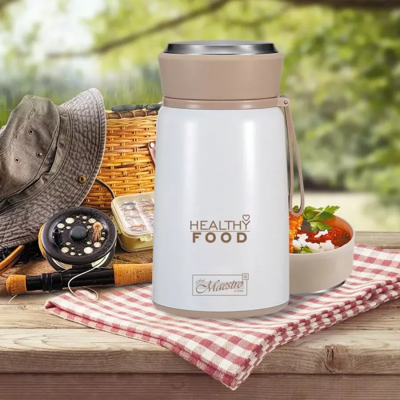 Maestro MR-1646-80 Dinner Termo 0,8 L Botella isotérmica de acero inoxidable para alimentos con cuchara plegable
