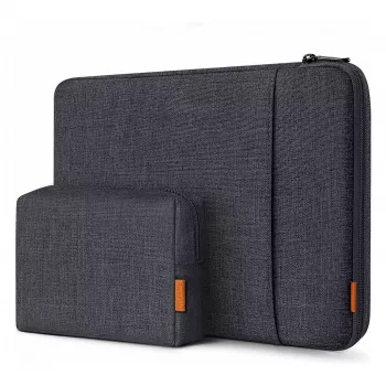 Inateck 16 Bolsa para portátil con bolsillo para accesorios LB01006/S1, negro-gris