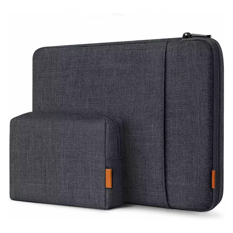 Inateck 16 Bolsa para portátil con bolsillo para accesorios LB01006/S1, negro-gris