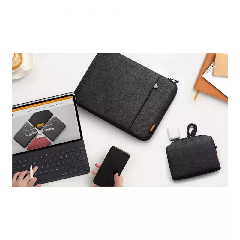 Inateck 16 Bolsa para portátil con bolsillo para accesorios LB01006/S1, negro-gris