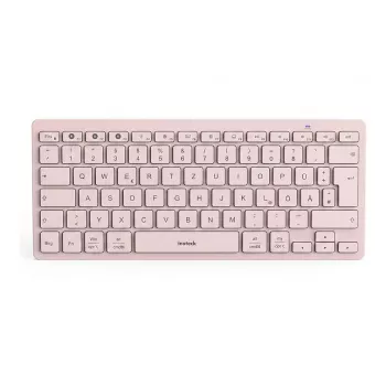 Inateck Teclado Bluetooth QWERTZ Rosa - Teclado delgado y portátil para Windows, macOS, iOS, Android