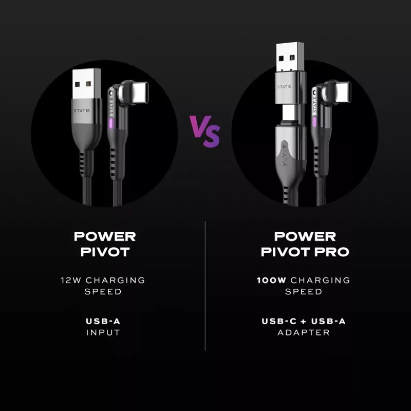 STATIK PowerPivot Pro cable USB-C a USB-C trenzado de nailon 3m negro