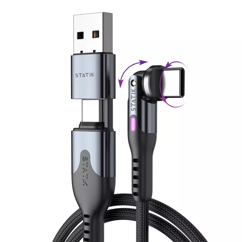 STATIK PowerPivot Pro cable USB-C a USB-C trenzado de nailon 3m negro