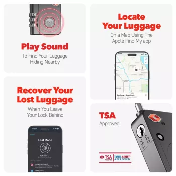 KEYSMART SmartLock Candado TSA Approved Find My Negro
