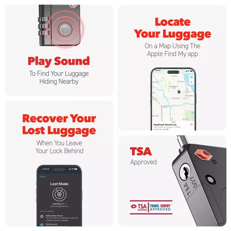 KEYSMART SmartLock Candado TSA Approved Find My Negro