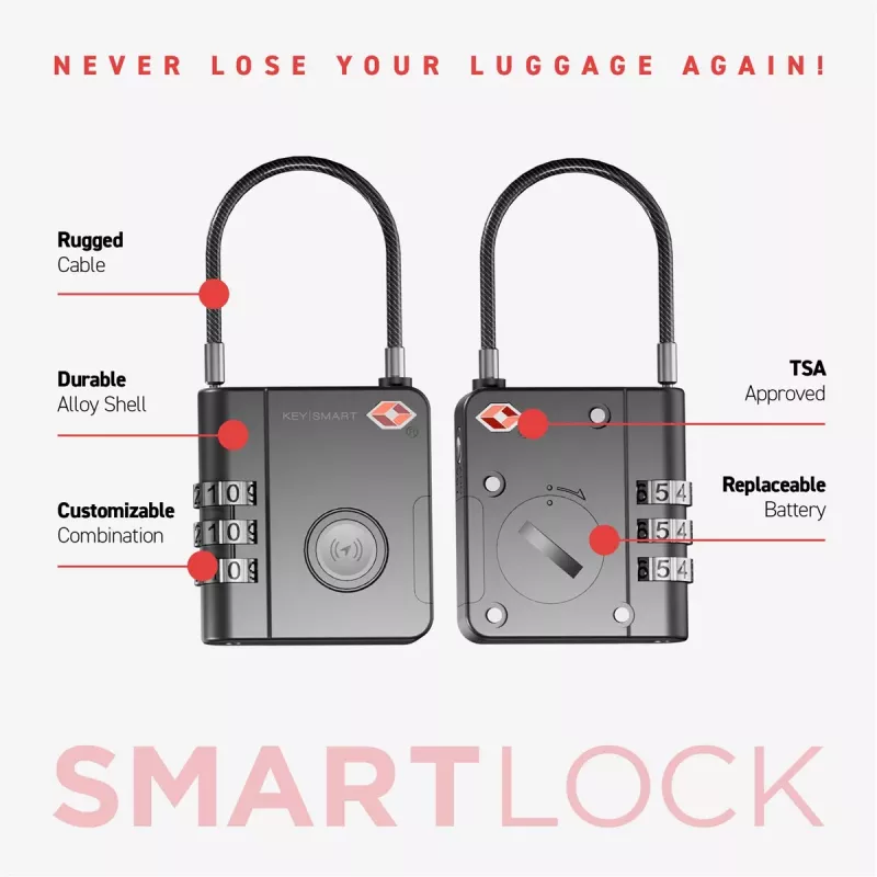 KEYSMART SmartLock Candado TSA Approved Find My Negro
