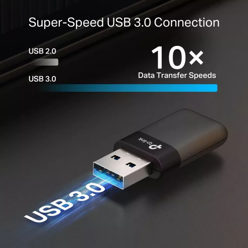 TP-LINK Archer TX23U AX1800 mini adaptador USB inalámbrico Wi-Fi 6, dual band, USB 3.0, MU-MIMO, OFDMA, WPA3, negro