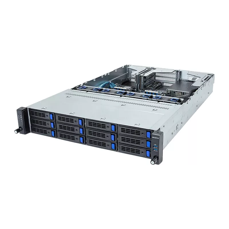 Giga Computing GigaByte R263-S30-AAH2 servidor barebone para rack 2U, Intel de 5.ª/4.ª generación, 12 bahías de 3,5/2,5 pulgadas, 2 fuentes de 1300 W
