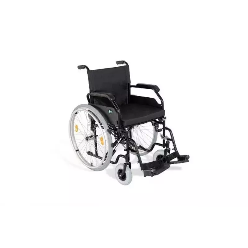 REHA FUND silla de ruedas de acero RF-1/45/PN/CZA-624/PU - silla de ruedas manual, 45 cm de ancho de asiento, 120 kg de capacidad, negra